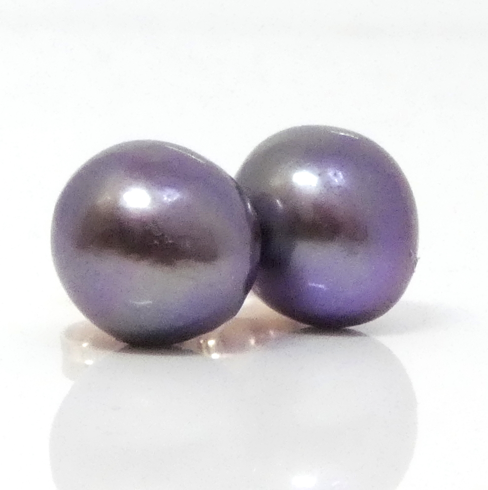 Purple Edison 12mm Pearl Stud Earrings